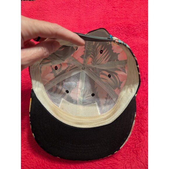 California Republic Bear Floral Snapback Hat Black Tropical Hibiscus Adjustable - Picture 5 of 8